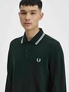 Fred Perry koszulka polo z długim rękawem w kolorze ciemnozielonym T50 Model / Voorkant