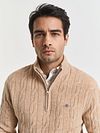 Gant Halfzip Laine D'Agneau Sweater Cable Beige Model / Detail
