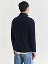 Gant Halfzip Lamswol Trui Cable Navy Model / Achterkant