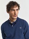 Gant Pullover V-Ausschnitt Jeans Blau Model / Voorkant