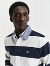 Gant Heavy Rugger Shield Polo Randig Marinblå Vit Model / Voorkant