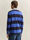 Gant Heavy Rugger Shield Polo Streep Navy Royal Blue Model / Achterkant