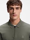 BOSS Passerzip Half Zip Polo Shirt Open Green Model / Detail