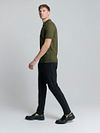 No Excess Knitted Poloshirt Olijfgroen Model / Zijkant