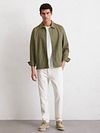 Marc O'Polo Overshirt Linnen Blend Olijfgroen Model / Voorkant