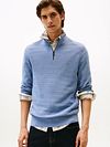 Tommy Hilfiger sweter z półgolfem na zamek, struktura, indygo Model / Voorkant