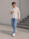 King Essentials The Benjamin Overshirt Ecru Model / Sfeerbeeld