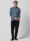 Koszulka polo Profuomo Luxury Basic z długim rękawem w kolorze niebieskim Model / Voorkant