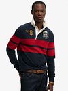 Superdry Rugby-polo med vintage-striper, marineblå/rød Model / Voorkant