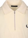 Fred Perry Longsleeve Half Zip Poloshirt Ecru