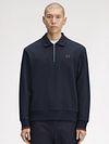 Fred Perry Longsleeve Half Zip Poloshirt Marineblå Model / Voorkant