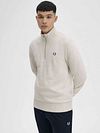 Fred Perry Pull Demi-Zip Melange Beige Model / Voorkant