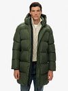 Superdry Long Puffer Jacket Hooded Moss Green