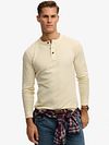 Superdry Pull Henley Texturé Écru Model / Voorkant