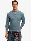 Superdry Pull Henley Texturé Bleu Model / Voorkant