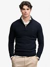 Superdry Knit Half Zip Cotton Jumper Navy Model / Voorkant