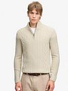 Superdry Half Zip Pullover Jacob Cable Ecru Model / Voorkant
