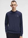 Fred Perry Sweater Logo Navy Model / Voorkant