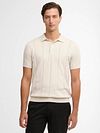 Barbour Wellburn Knitted Polo Shirt Ecru Model / Voorkant