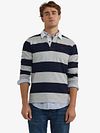 McGregor Rugbyshirt Stripe Navy Grey Model / Voorkant