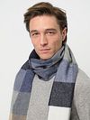 Profuomo Sjaal Wol Ruiten Blauw Grijs Beige Model / Detail