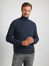 Suitable golf ze strukturalnej dzianiny melange granatowy Model / Voorkant z Stefan