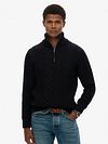 Superdry Jacob Cable Sweter Half Zip Navy Model / Voorkant
