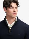 Superdry Knit Half Zip Cotton Jumper Navy Model / Detail