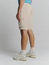 No Excess Korte Stretch Cargo Beige Model / Zijkant