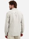 No Excess Camisa Casual Algodón Y Lino Rayas Taupe Model / Achterkant