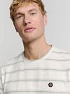 No-Excess T-Shirt cuello redondo jacquard a rayas ecru Model / Voorkant