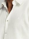 No Excess Chemise Manches Courtes Lin et Coton Blanc Model / Detail