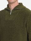 No Excess Half zip Jumper Chenille Olive Model / Detail