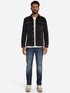 No Excess Overshirt Full Button Rib Sweat Brown Model / Voorkant
