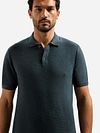 No Excess Knitted Slub Polo Shirt Dark Steel Model / Voorkant