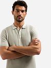 No Excess Knitted Polo Shirt Taupe Model / Voorkant