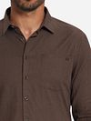 No Excess Shirt Brown Melange Flannel Model / Detail