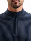 No Excess Half Zip Pullover Rib Navy Model / Detail