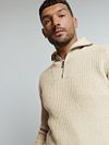 No Excess sweter z półzamkiem (Half Zip) w dwukolorowym melanżu, greige Product / Detail