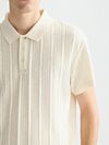 Scotch & Soda Stickad Piké Strukturerad Ecru Model / Detail