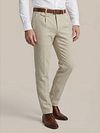 Suitable Chino Pico Pleat Cotton Linen Pepita Beige Model / Detail