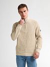 Petrol Knitted Half-Zip Sweater Nashville Beige Model / Voorkant