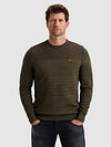 PME Legend Mouliné Structure Sweater Dusky Green Model / Voorkant