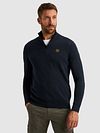 PME Legend Half Zip Structure Mouliné Sweater Navy Model / Voorkant