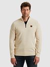PME Legend Pull Structure Mouliné Half Zip Ecru Model / Voorkant