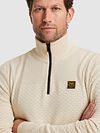 PME Legend Half Zip Structure Mouliné Sweater Ecru Model / Detail