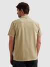 PME Legend Short Sleeve Overhemd Slub Twill Spray Green Model / Achterkant