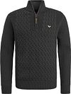PME Legend Strikket Half Zip Trøje Cable Sort PKW2410305-999