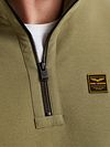 Sweter PME Legend Half Zip z dzianiny interlock, w kolorze oliwkowym Model / Detail