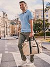Suitable Knitted Jacquard Polo Shirt Light Blue Model / Sfeerbeeld